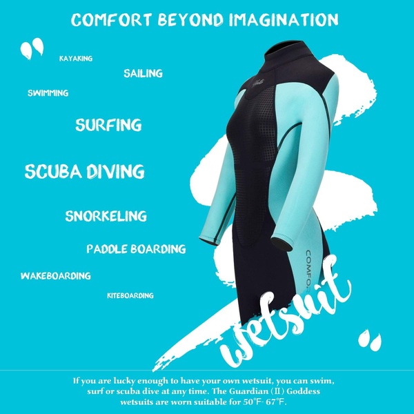 wetsuit, diving suit, surf suit, water sports suit, neoprene suit, product launch, brand awareness, minimalist, modern typography, energetic, fresh, blue
